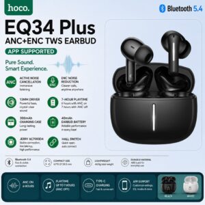EQ34 Plus ANC+ENC TWS Earbud (App Supported) | Long 7-Hour Playtime