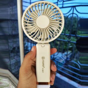 JY-2517 Rechargeable Mini Foldable Hand Fan with LED light- Off White Color